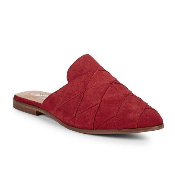 Seychelles Existence Red Suede Basket Weave Flat Mules New in Box - Picture 1 of 13